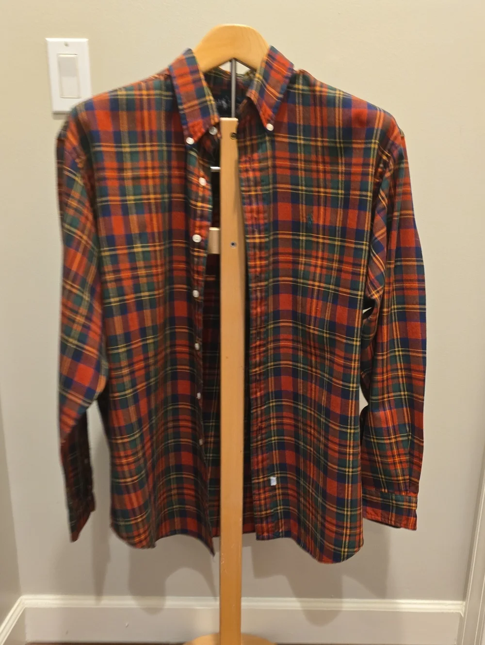Polo by Ralph Lauren Orange and Navy Plaid Button-Down Shirt